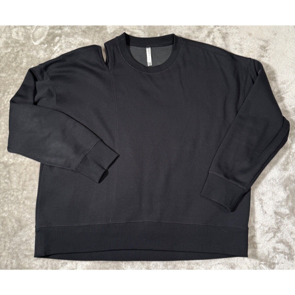 Fabletics Black Fleece Split Neck Sweatshirt XL and Matching Sweatpants L Set - Picture 2 of 10